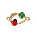 Golden clover and ladybug jewelry charm connector with rhinestones for bracelets - Ladybug Four-leaf Clover