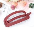 Minimalist square hollow hair clip in matte deep red finish for elegant styling - Burgundy