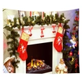 Tapiz de chimenea de Navidad con árbol decorado para decoración de pared del hogar - Estilo 2 / 95*73cm (Tela Cepillada)