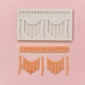 Siliconen mal voor taartdecoratie met elegante gordijnfranjes en kwastjespatronen - Keizerlijke Gordijn Franje Stijl / Wit