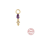 S925 Sterlingsilber vergoldeter Ohrring-Anhänger mit lila Tropfenstein-Besatz - Gold Violett Weißes Zirkon Set (#31)