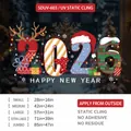 Autocollants vitres statiques Nouvel An 2026 avec motifs festifs de cerf et bonnet de Noël - Style Numéro Artistique 2026 (SDUV-603) / Petit