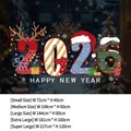 2026 New Year static glass window stickers with colorful elk and Christmas hat festive designs - Small / Sduv-603