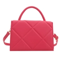 Chic quilted rose red crossbody bag with top handle and golden hardware finish - Rose Pink
