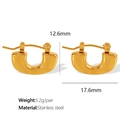 Orecchini a U in acciaio inossidabile dorato, lunghezza 17,6 mm, peso 5,2 g - Orecchini d'oro EH01