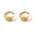 Goldene Herzohrringe mit champagnerfarbenem Zirkonia und strukturierter Basis - Gold Rosa Zirkonia