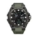 Dual display digital sports watch with army green strap and 30M water resistance - Green