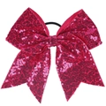 Chouchou nœud papillon à paillettes rose fuchsia pour filles avec élastique noir - Rouge Rose