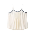 Camisole crème chic avec bordure plissée bleue et plis verticaux sur fond blanc pur - XS / Blanc laiteux