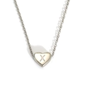 Silver stainless steel double-sided heart necklace with engraved letter X pendant - Letter X Heart Style (S143S-001-X)