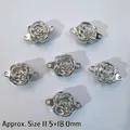 Pack of 6 silver rose flower magnetic jewelry clasps for DIY bracelet necklaces - Rose Flower / White Gold