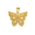 Macro shot of 18k gold butterfly pendant with sparkling rhinestones on white backdrop - HD-82 Butterfly Pendant Only (Without Chain)