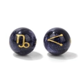 Blue goldstone beads 10mm with Capricorn and Pisces zodiac symbols for DIY jewelry - Capricorn
