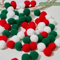 Christmas DIY set of 40 pieces of 3cm red green and white plush craft pom poms - Green Mix (3cm, 40pcs/pack)
