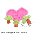 Pink silicone mushroom mold with finished cartoon fairy house chocolate decorations - Style 2 Triple Mushroom Cluster / Pink