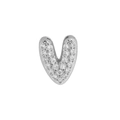 Sparkling silver letter V pendant charm with round clear cubic zirconia stones - Letter V / Silver