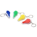 Whistle-shaped LED keychain in red, yellow, green, and blue with Pingan engraving - Blue Light Test Lamp