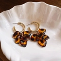Vintage leopard print heart pendant earrings with elegant gold hoops for women - 63# Gold Letter C Leopard Heart
