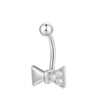 Piercing per ombelico in argento con fiocco decorato da pietre di zircone cubico - Stile Fiocco K-968 / Argento