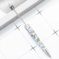 DIY beadable pen featuring a colorful floral pattern with elegant metal hardware accents - White Base Colorful Floral (26)