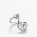 Crossed S925 sterling silver ring with pear and round cut crystals in minimalist style - US Size 5 / Silver