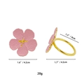Pink enameled flower napkin ring with gold edges including size measurements and weight - Pink Plum Blossom