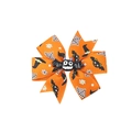 Halloween orange ribbon bow hair clip with bat print and black cartoon bat decor - 16# Orange Bat
