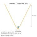 Details van S925 zilveren gouden sterrenketting met parel, turquoise en zirkonia stenen - Ster Bloem Parel Ketting(A3934)