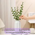 Handmade crochet green eucalyptus leaf artificial flower in a white vase home decor - Eucalyptus Leaf Single Stem
