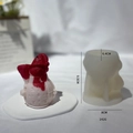 Silicone mold for Christmas snowman candle with detailed product dimensions and weight - Snowman with Broom / Milky White