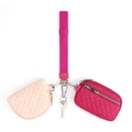 Set de mini bolsos acolchados rosa y rojo con cordón para tarjetas y monedas - Bolso Acolchado Y Mini Estuche (Rojo Rosa Rosa)