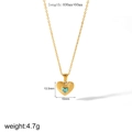 Collana a cuore in acciaio dorato con pietra turchese e dettagli sulle misure - Collana con Ciondolo a Cuore in Turchese Blu (TN3319-BL)