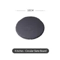 Black round slate plate with natural texture and raw edges, 4-inch diameter size - Round Diameter 10cm