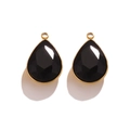 Paire de pendentifs en cristal noir en forme de goutte avec bords en acier doré - Genius Club Noir