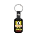 Soccer keychain with black leather strap and BE A GAME CHANGER ALWAYS metal pendant - Game Changer Style (CPK109)