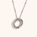 Minimalist silver stainless steel necklace with textured oval balloon pendant - Steel-O