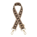 Ethnic style beige woven bag strap with geometric patterns and gold metal clasps - Cream Black Brown Geometric