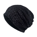 Bonnet noir souple à motif léopard pour un style d'hiver minimaliste et élégant - M (56-58cm) / Noir