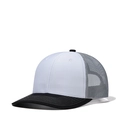Black and white mesh trucker hat with a curved brim for outdoor sun protection - Adjustable / White + Black + Light Grey Mesh