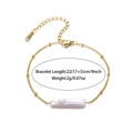 Detailed view of golden stainless steel bracelet with a rectangular baroque pearl inlay - Freshwater Pearl Bar Bracelet