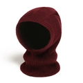 Detailed texture of burgundy ribbed knit balaclava hood showing soft warm fabric - Burgundy