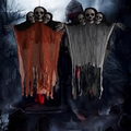 Three-headed Halloween hanging ghosts with orange and grey gauze for haunted house decor - LF-13 Three-Headed Skeleton Hanging Ghost (LF-13)