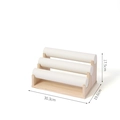 Three-tier white faux leather jewelry display stand with bamboo base and dimensions - 30cm/3-Tier / White Leather