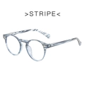 Blue striped round frame anti-blue light glasses with metal rivets for men and women - Striped
