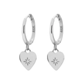 Elegant S925 sterling silver heart hoop earrings with starburst crystal charms - Platinum (Style C-Star Heart)
