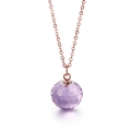 Titanium steel necklace with purple faceted crystal sphere pendant in rose gold finish - Rose Gold Chain + Light Purple Crystal