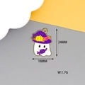 Halloween ghost charm with purple witch hat and pumpkin, 24x18mm alloy pendant - Candy Ghost