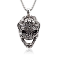 Polished titanium steel skull pendant necklace for men with punk hip hop style design - Large Skull + Stainless Steel Chain