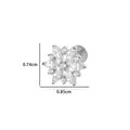 Clou d'oreille fleur en titane F136 avec zircone, 0,74 cm de hauteur et 0,85 cm de largeur - 8# Fleur en Argent