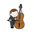 Spilla in smalto cartoon di un ragazzo che suona il violoncello in smoking chic - Violoncellista-CC588